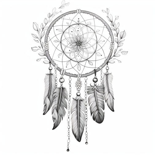Traditional dream catcher in black and white
