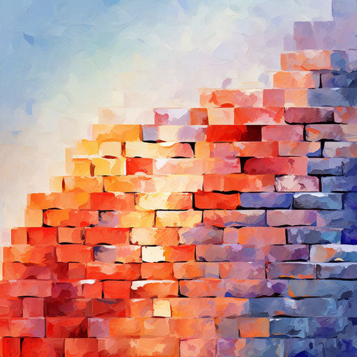 Brick wall clipart in the style of Impressionistic Art, on white background