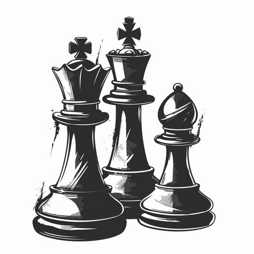 Elegant sketch of king and queen chess pieces in minimalist style