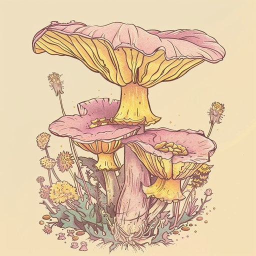 Venomous mushroom flat style tattoo sketch