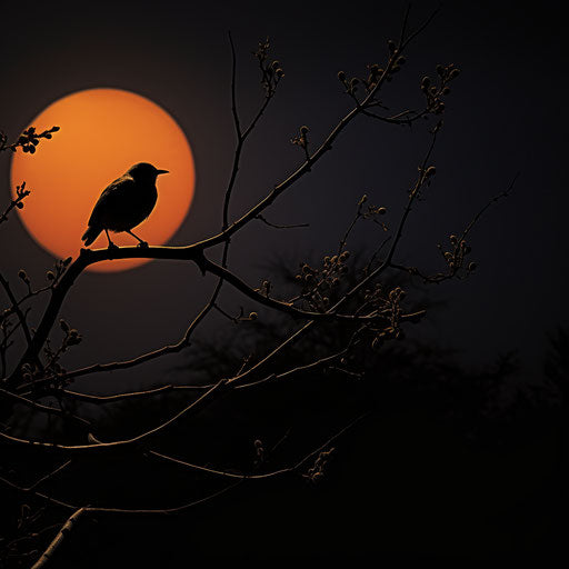 Bird on the branch in the style of noir, Indian pop culture, Fujifilm Eterna 400T