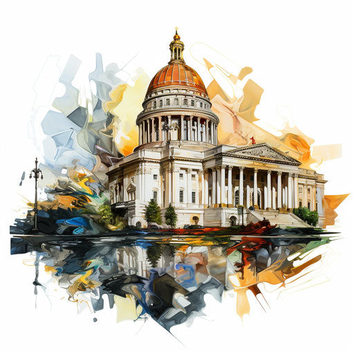 Government clipart in the style of Oil painting on white background