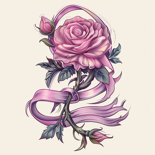 Vivid Breast Cancer Tattoo Vector Art