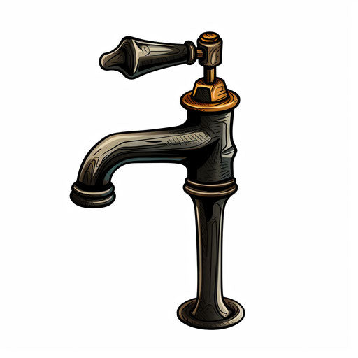 Faucet illustration in the style of chiaroscuro art, on white background