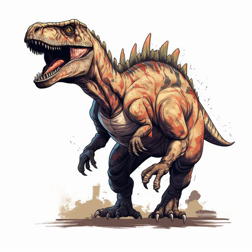 Dino clipart in Chiaroscuro Art style, on white background