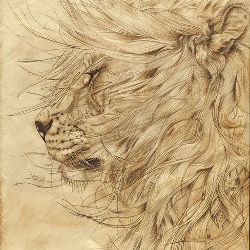 Detailed sketch of a lion's mane