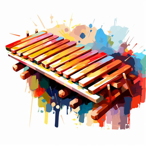 Xylophone clipart in the style of Impressionistic Art, on a white background