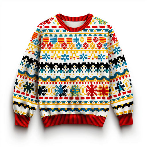 Realistic ugly christmas sweater clipart on flat white background