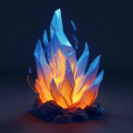 Fire icon in various sizes, navy and azure style