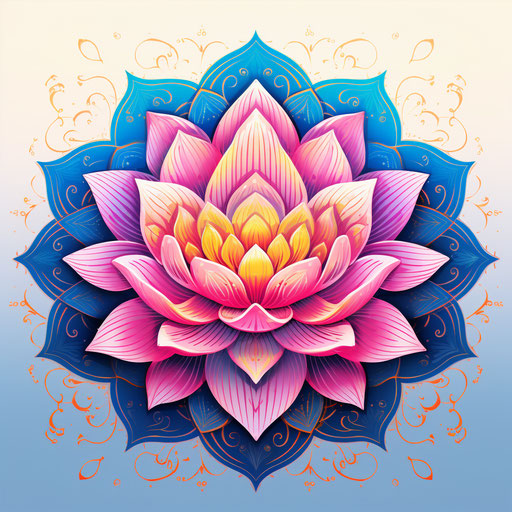 The icon of lotus flower in pink and blue is beautiful
