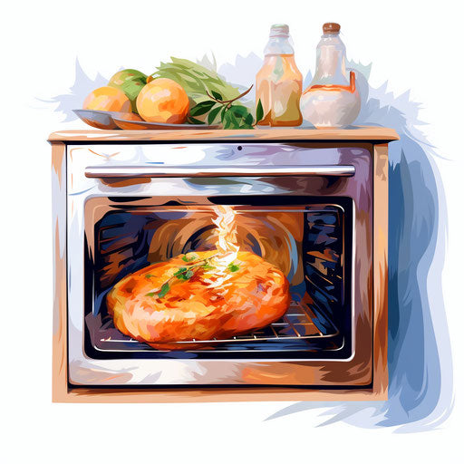 Oven clipart in the style of Impressionistic Art, on white background