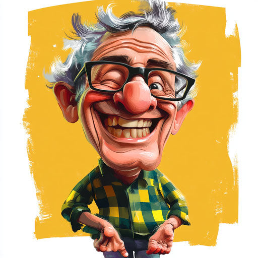 Humorous caricature of an English clipart with exaggerated human characteristics