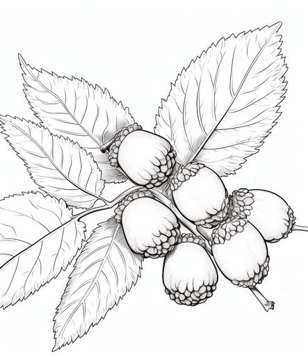 Printable acorn coloring page, zeiss milvus 25mm f/1.4 ze. style, dark pink and white, mono-ha 19:22