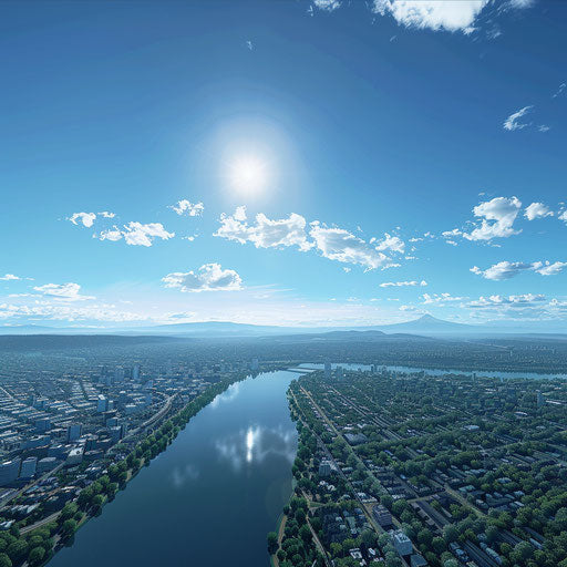 Aerial drone view of Portland, Oregon - summer day