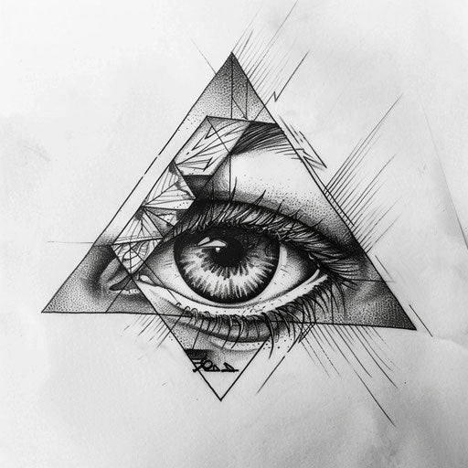 Triangle tattoo design with optical illusion theme