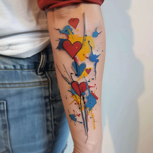 Modern abstract Queen of Hearts tattoo