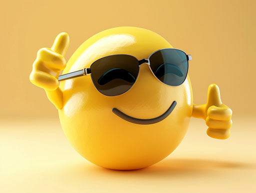 Smiling emoticon wearing sunglasses giving thumbs down sign