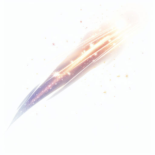 Realistic shooting star clipart on flat white background