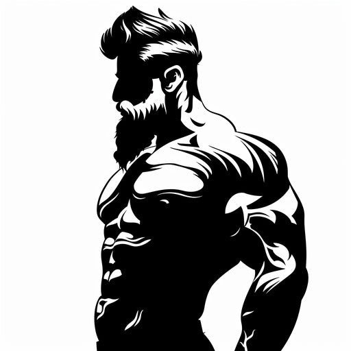 Silhouette tattoo sketch of Hercules, minimalist clipart design with a dramatic black and white contrast
