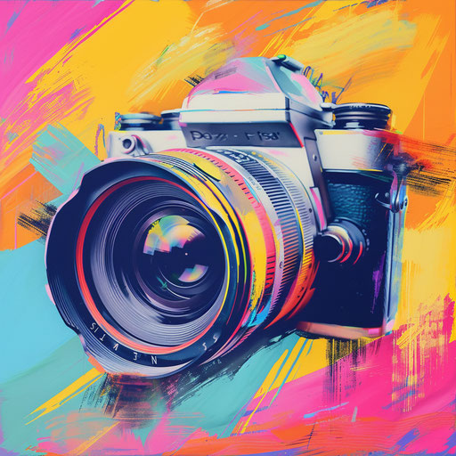 Photologo with brush stroke elements and a colorful palette