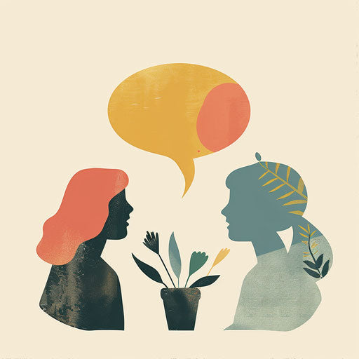 Realistic conversation clipart on flat cream background