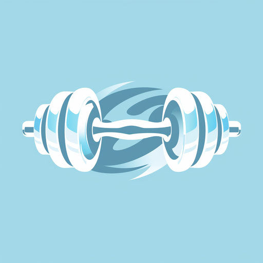 Modern fitness logo with abstract lines and a light blue background