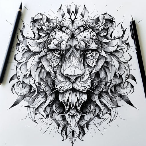 Zen tangle inspired tattoo sketch of the Lion of Judah