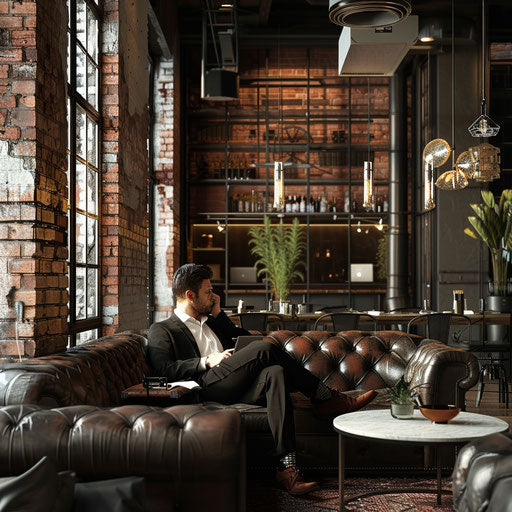 Relaxed businessman in a sophisticated co-working space