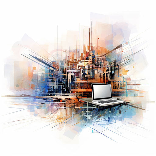 Impressionistic technology clipart on white background