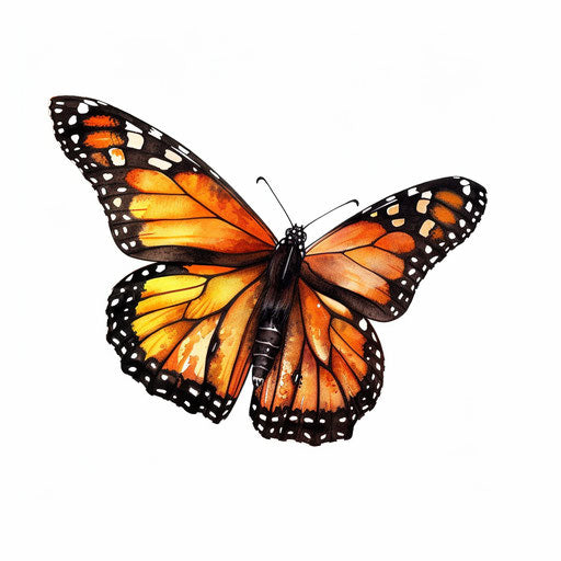 Realistic monarch butterfly tattoo on white background