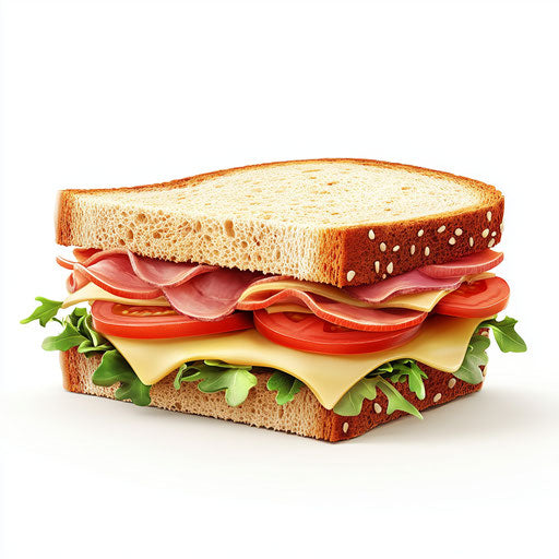 3D sandwich on white background, isolated clipart