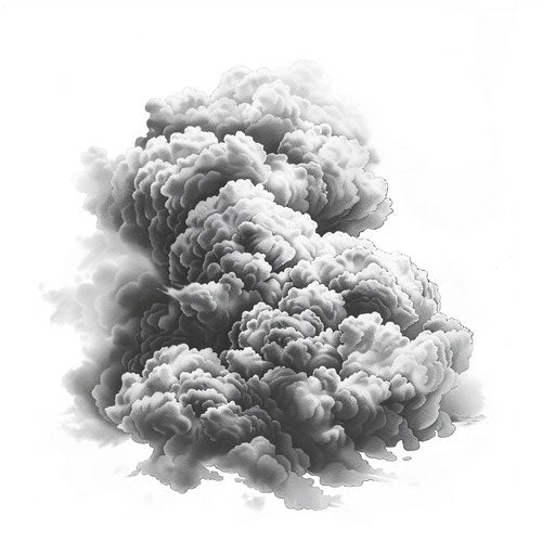 Realistic cumulus cloud tattoo design detailed shaded white background