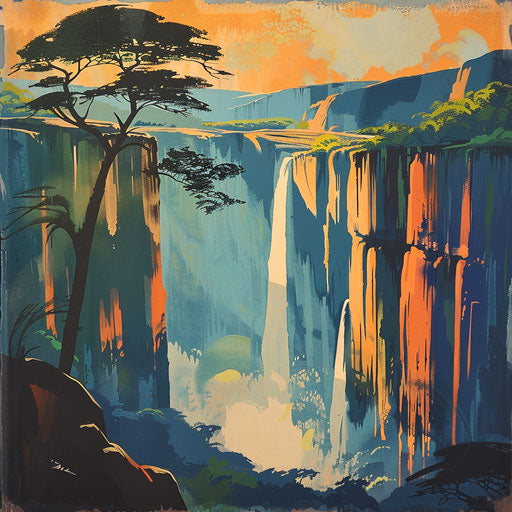 Noccalula Falls, Alabama, stylized angular landscape