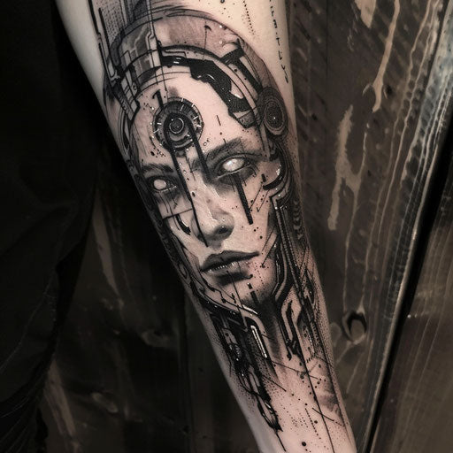 Depression tattoo with sci-fi aesthetics