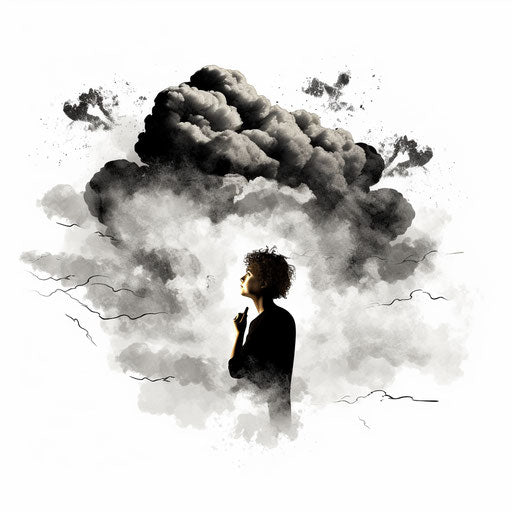 Thought bubble in Chiaroscuro Art style, on white background