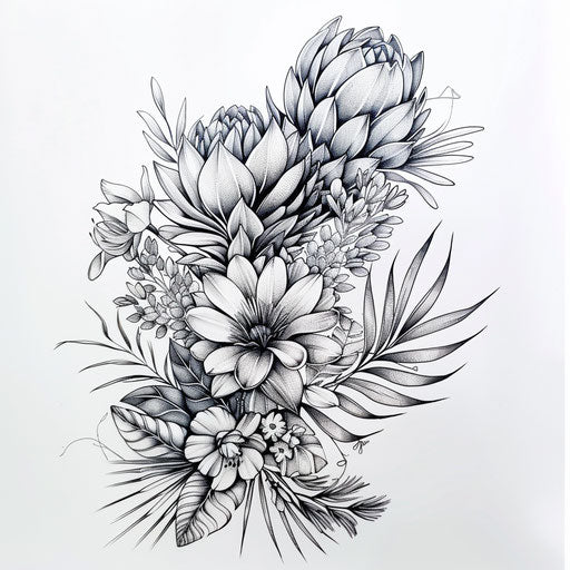 Elegant sketch of African flora tattoo