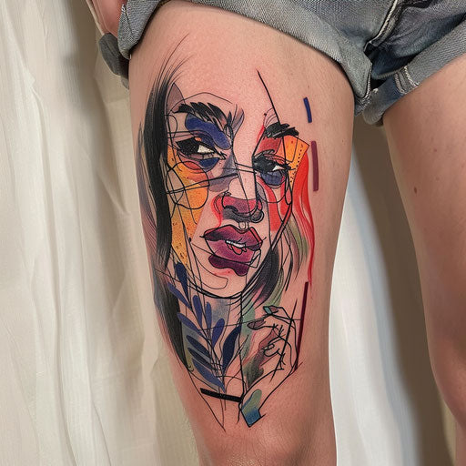 Expressionist style tattoo of Persephone