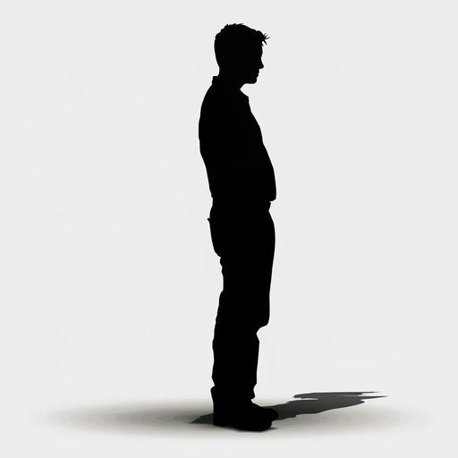 Realistic-style person silhouette in PNG with dynamic shadows