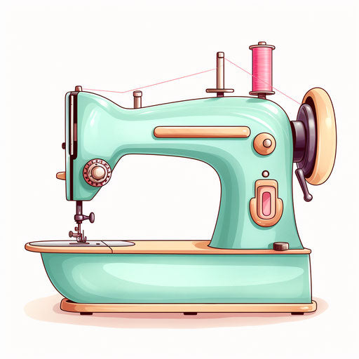 Sewing machine in Pastel Colors Art style on white background