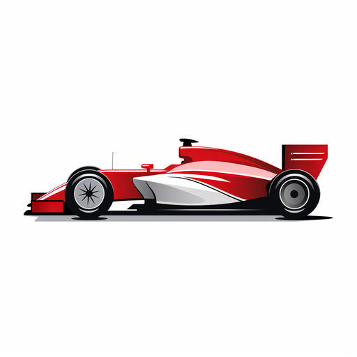 Minimalist style race car clipart, on white background