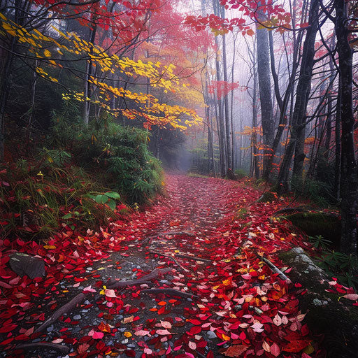 Autumn leaves covering the trails of Grandfather Mountain