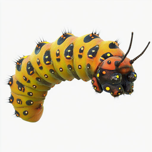 3D caterpillar on flat white background