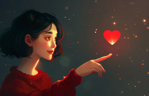 Woman pointing heart animated gif lovecore 3d kawaii