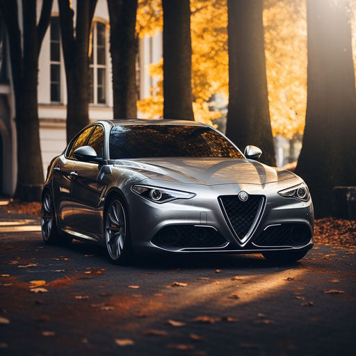 Classic silver Alfa Romeo Giulia Quadrifoglio car