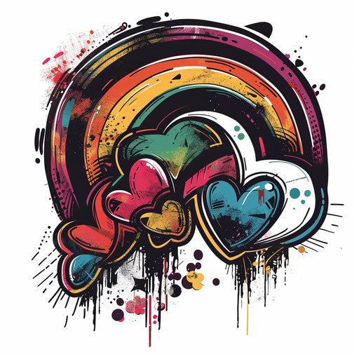 Edgy and urban rainbow tattoo sketch