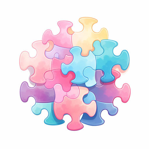 Illustration of puzzle in the style of Pastel Colors Art