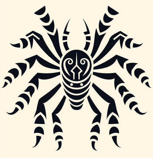 Tribal spider tattoo illustration in black and white