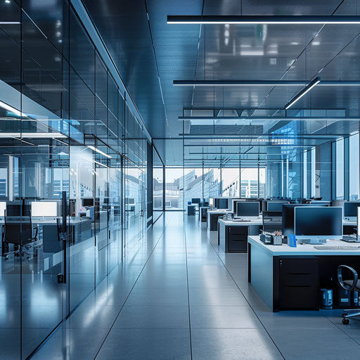 High-tech corporate office with minimalist design