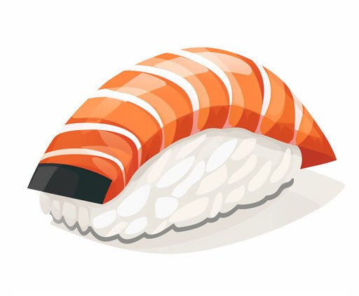 Sushi icon in red and orange on white background, simple design