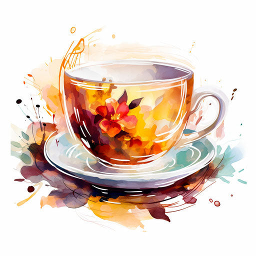 Tea cup clipart in the style of Impressionistic Art